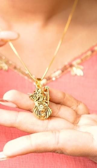 Gold Plated Ambe Mataji Pendant with Chain